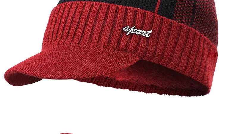 2021 Winter New Cotton cap visor knit beanie Thicken Hedging Cap winter man caps outdoor skullies MEN LETTER GRAPHIC KNIT HAT