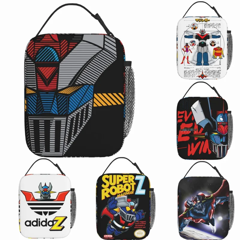 

Mazinger Z Robot Accessories Insulated Lunch Bag School Voltes V Food Box Reusable All Season Thermal Cooler Bento Box