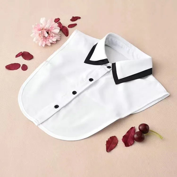 Damen-Kragen zum Vordereinbinden, weiß, bestickt, mit Perlen, klassischer Stehkragen, abnehmbarer Kragen, Vintage-Druck, Spitzen-Halbhemd – Detail 12