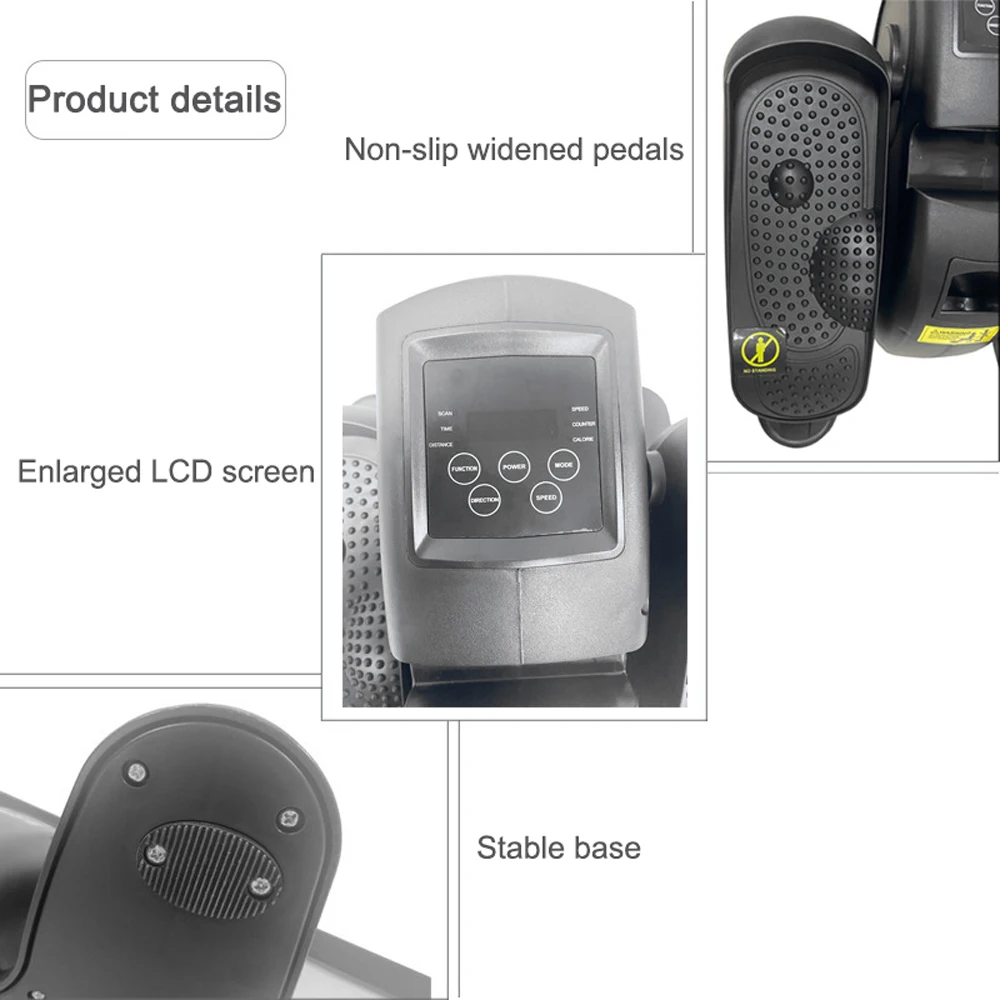 Electric Elliptical Machine Under Desk Pedal Exerciser With 5-Level Speed 3 Modes Remote Control