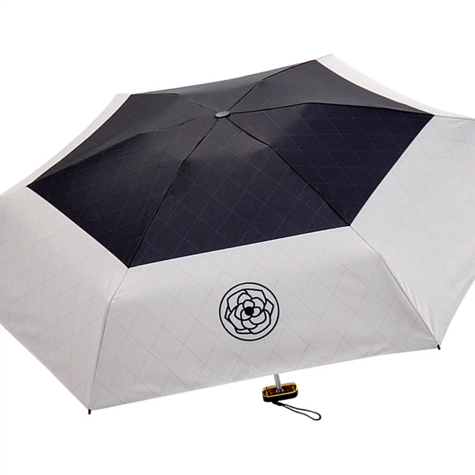 Portable Umbrella Personal Umbrella Outdoor Activities Compact 6 Ribs Camellia For Women Beach Sunny Sun Rain