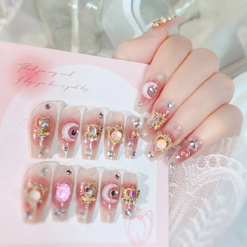 24 шт./коробка, накладные ногти в форме полумесяца | AliExpress