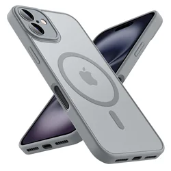 Luxury Frosted Matte Transparent Magnetic Phone Case with MagSafe Compatibility - iPhone 15 Plus (Gray)