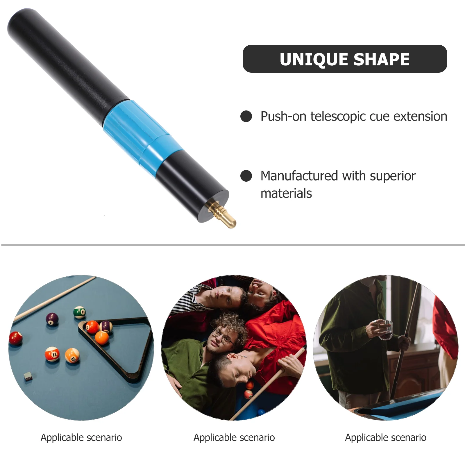 Pool Cue Extender Shaft Extension Bar for Billiard Accessory Telescopic Handle Plastic Rod Butt