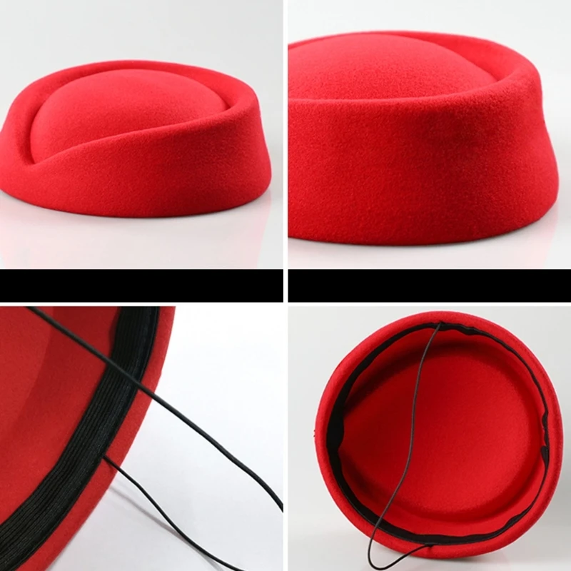 Fashion Hat Beret Hat Caps Airline Stewardess Flight Attendant Vintage Looking Hat Uniform Stewardess Pillbox Teardrop