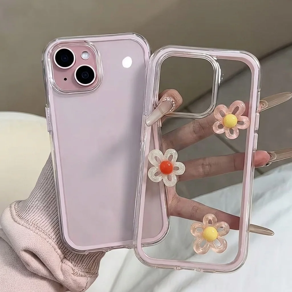 Elegant Pink 3D Floral Soft Phone Case