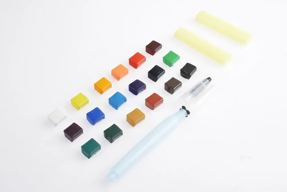 Solid Assorted Transparent Water Colors Field Sketch Pocket Set 1 Set Brush