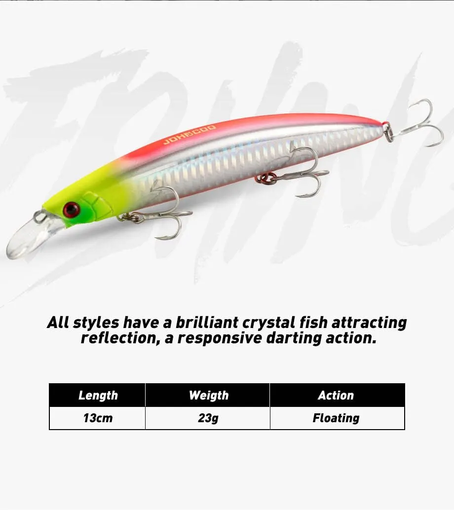 Weitwurf schwimmender Jerkbait 130 mm 23 g Angelköder mit hochwertigen Haken Wobbler Minnow für Seebarsch Barsch Karpfen Hecht – Detail 2