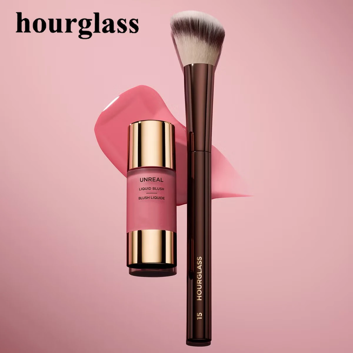 Makeup Brushes No. 15 Hourglass Blush Brush Angled Contour Blush Stippling Brush Cheeks Cream Liquid Blushes
