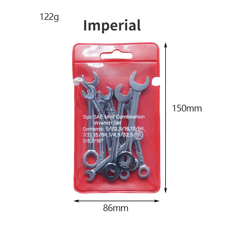 10pcs Mini Spanner Wrenches Set Hand Tool Key Ring Spanner Explosion-proof Pocket British/Metric Type Wrenches 3