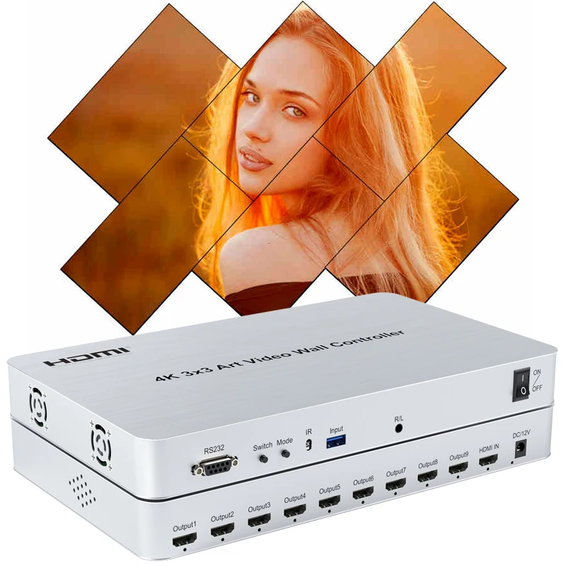 4K 3x3 HDMI TV Splicing Box Video Wall Processor Multi screen Display