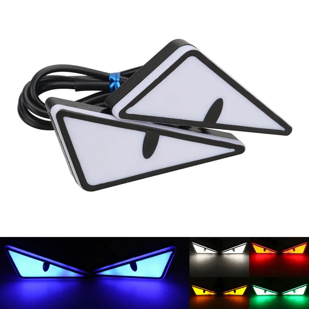 Car LED Devil Eyes Light Universal Demon Eyes Headlight Motorcycle Mini Turn Signal Flasher Tail Lamp Auto Decoration Lights