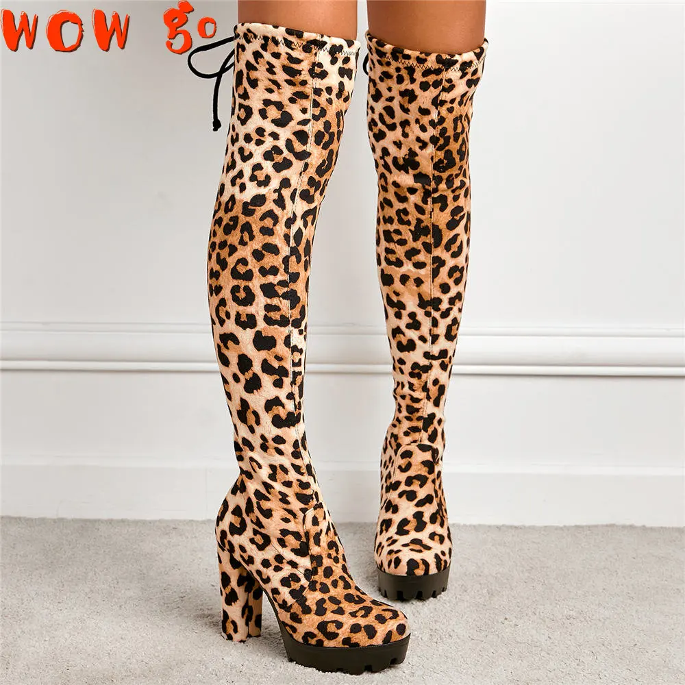 

High Heels Over The Knee Stretch Boots For Women Shoes Woman Party Sexy Platform Comfy Walk Long Boot