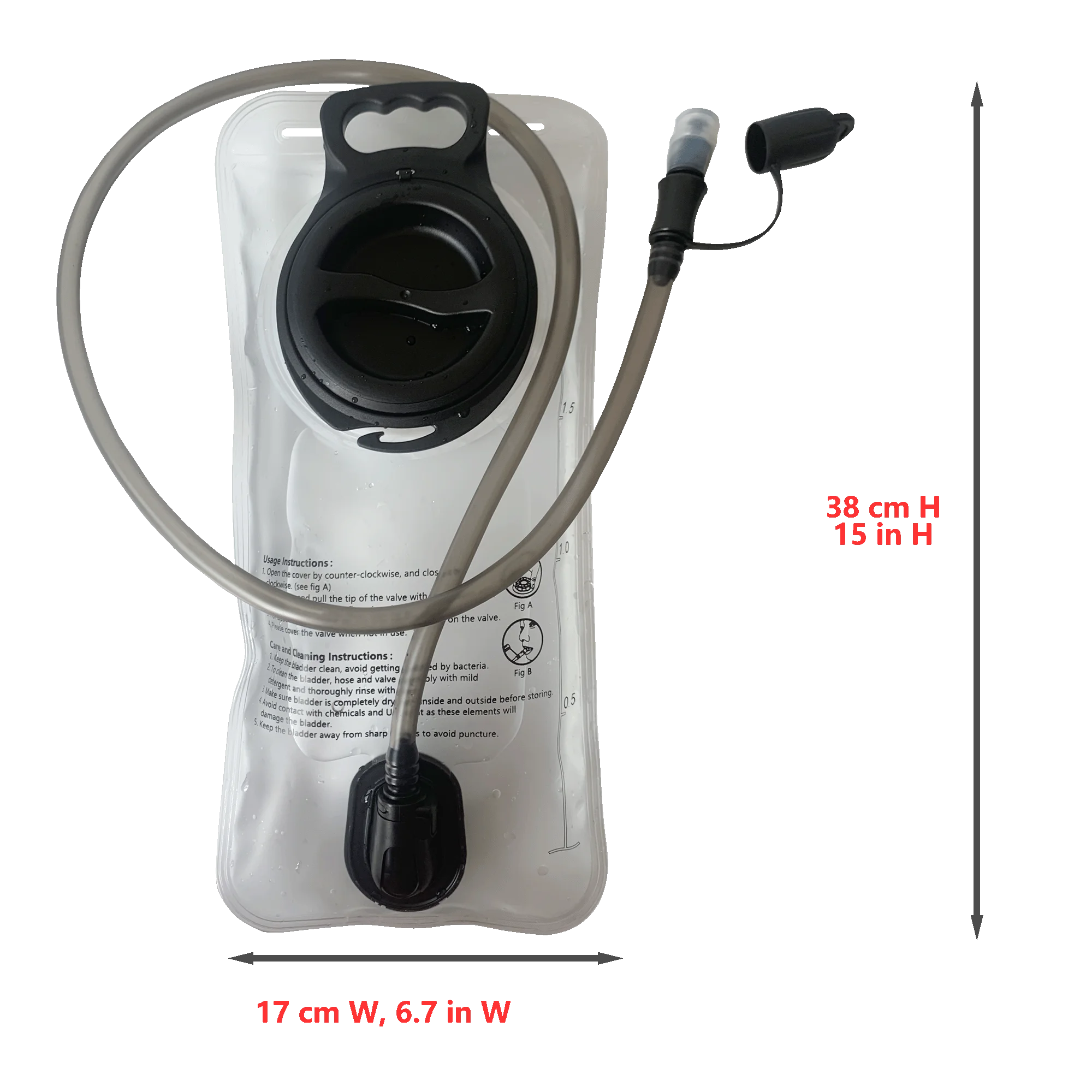 1.5L/2L Water Bladder White Hydration Pack Reserevoir White Water Bag for Camping Cycling Running Hiking 5