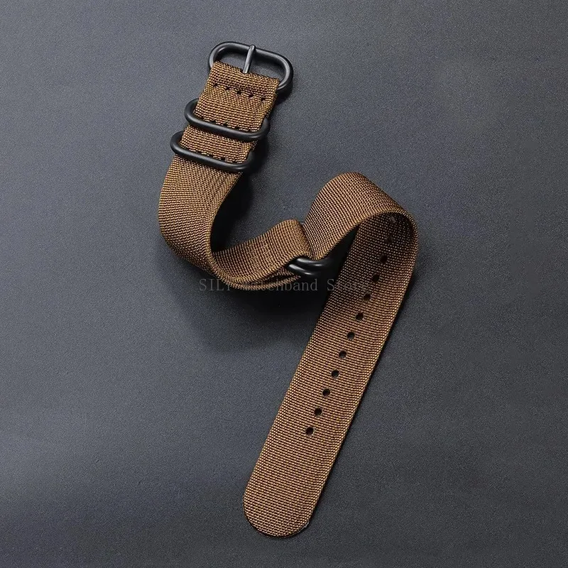 Nylon Braided Watch Bands with 5-Ring Buckle - Woven Canvas Strap Replacement
