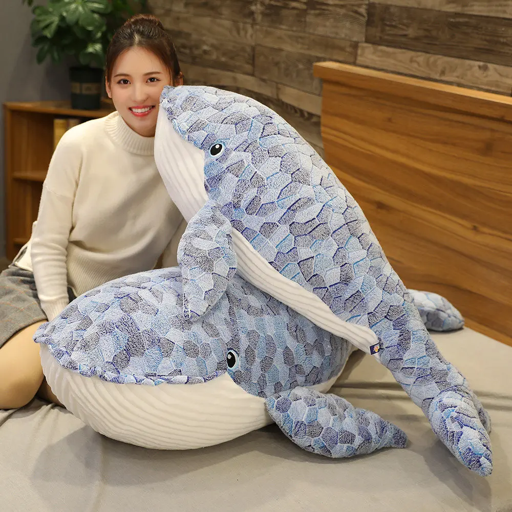 150cm Giant New Cartoon Blue Shark Stuffed Plush Toys Big Fish Whale Baby Soft Animal Pillow Dolls Children Birthday Gifts