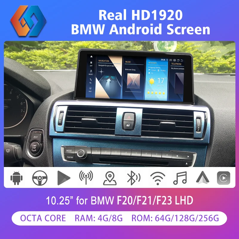 

For BMW F20 F21 F22 F23 Car GPS Screen 256G Android 12 Support All OEM Functions and Features Built-in BT WiFi Wireless CarPlay