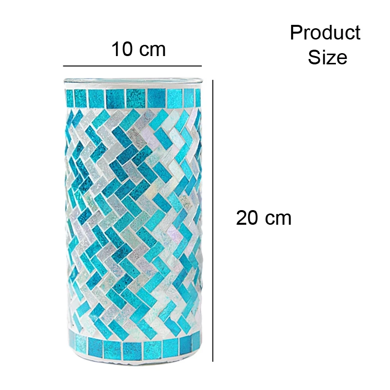 Description Picture 2 of itemColorful blue Mediterranean fashionable style straight handmade mosaic glass vase home room decoration Cylindrical