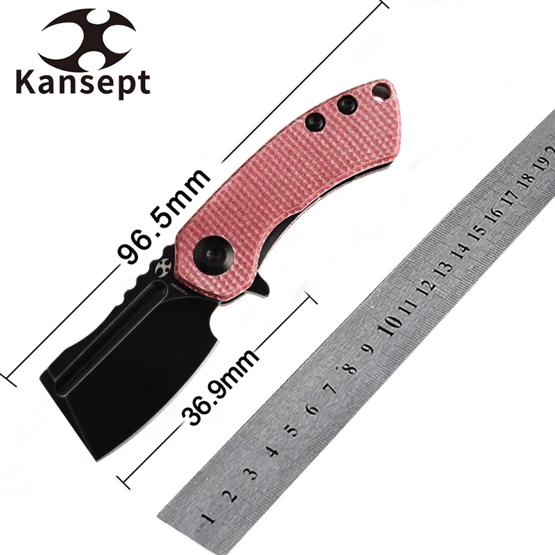 

Kansept Knives T3030M2 Mini KorvidBlack Stonewashed 154CM Blade with Red Canvas Micarta Handle Koch Tools Designed for EDC Carry