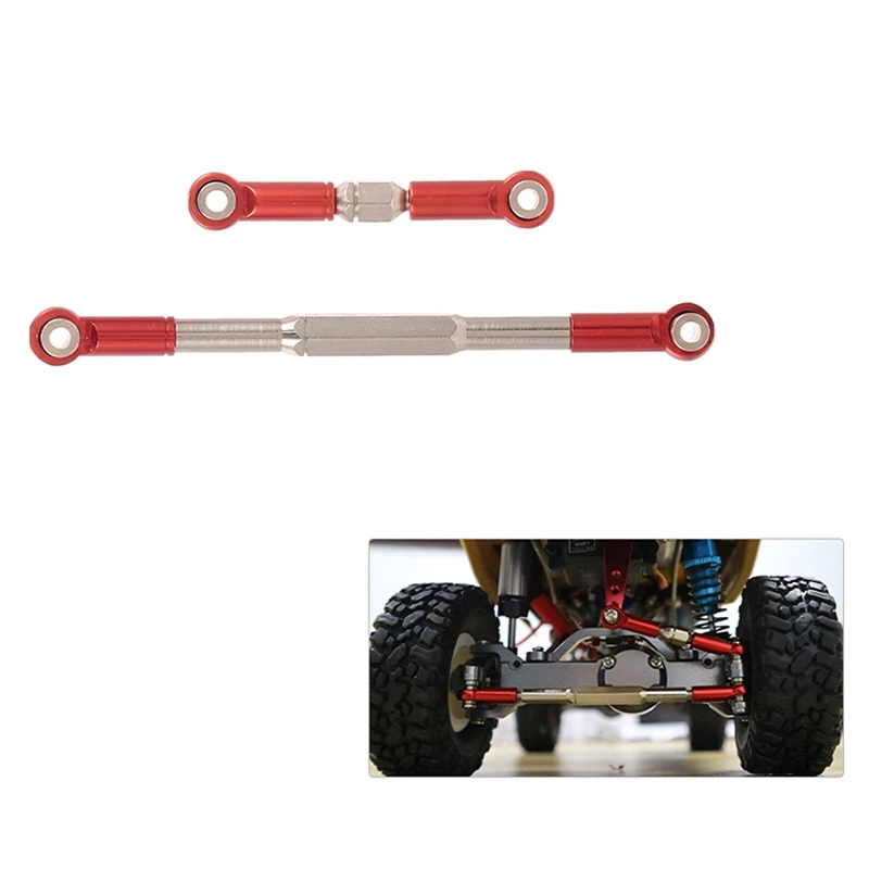 A003 20X RC Steering Rod CNC Machining Aluminum Alloy Steering Linkage Rod Set For WPL 1608T,Red