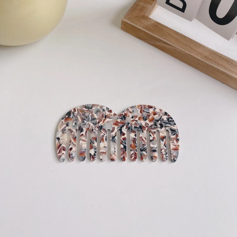 New hot selling acetic acid plate hair comb anti-static hair comb wide teeth portable comb marble hairdressing 4