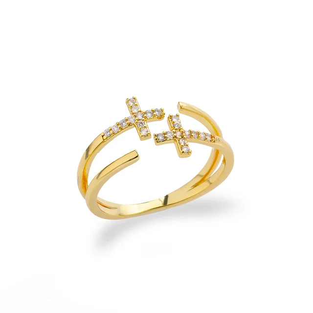 89350-63f4ef.png Bagues ajourées en chaîne pour femmes, couleur or, acier inoxydable, Zircon, croix ouverte, tendance, bijoux esthétiques de mariage, cadeau