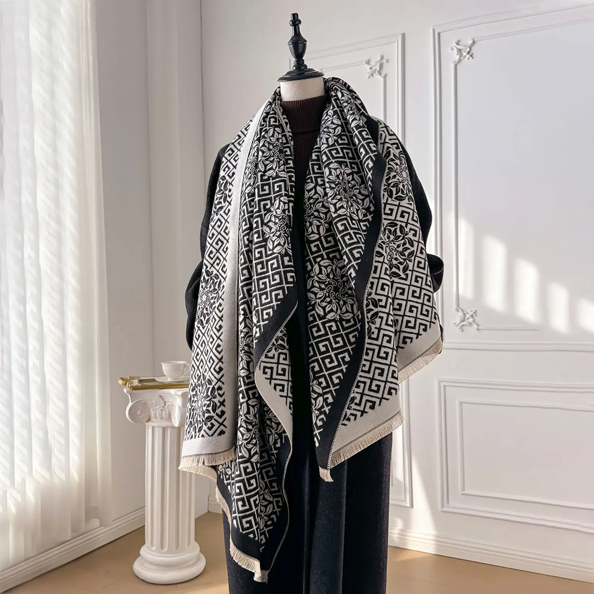 2025 Women Design New Luxury Winter Imitation Cashmere Warm Pashmina Blanket  Female Shawl Wraps Thick Foulard Bufanda Scarf