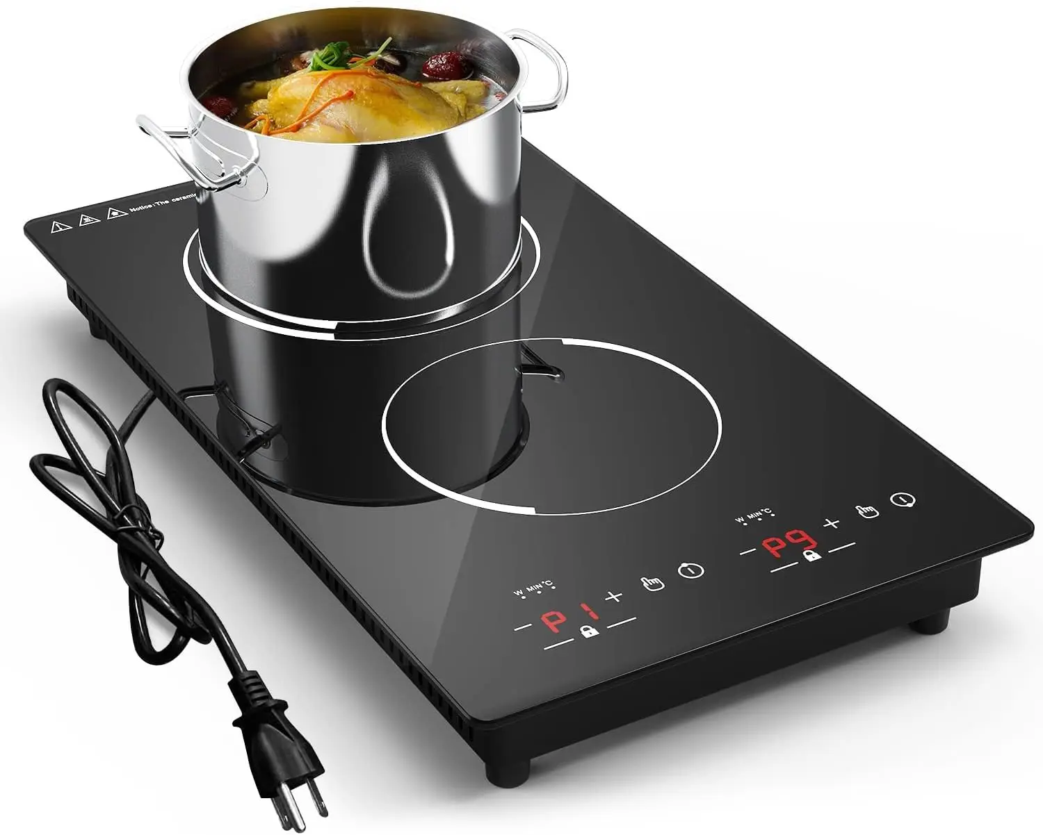 Induction Cooktop, 2 Burners Induction Cooktop 110v, 12 inch Portable Electric Stove Top, Countertop and Built-in Cook