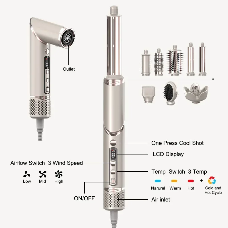 Hair Dryer Hair Styling Tools 8 in 1 Folding Airwrap High Speed 110000rpm