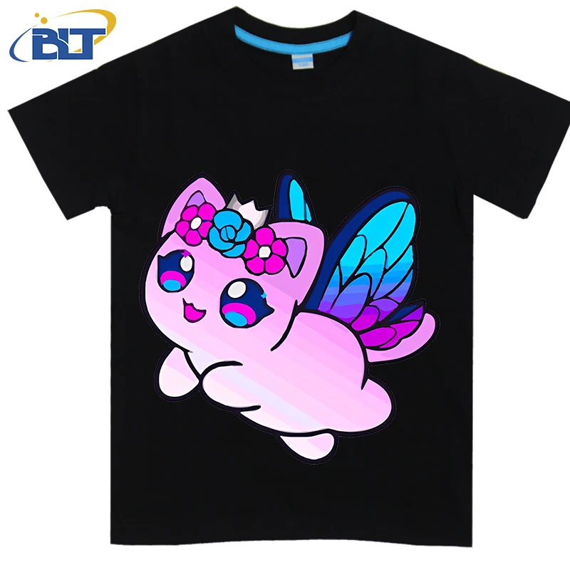cute aphmau cat printed kids T-shirt summer pure cotton short-sleeved casual top suitable for both boys and girls 2