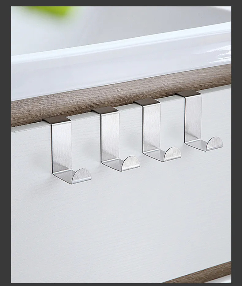 Description Picture 4 of itemS-Shape Cabinet Door Hook Stainless Steel Hanger Key Storage Hook Punch-Free Home Kitchen Bathroom Door Rear Organizer Gifts