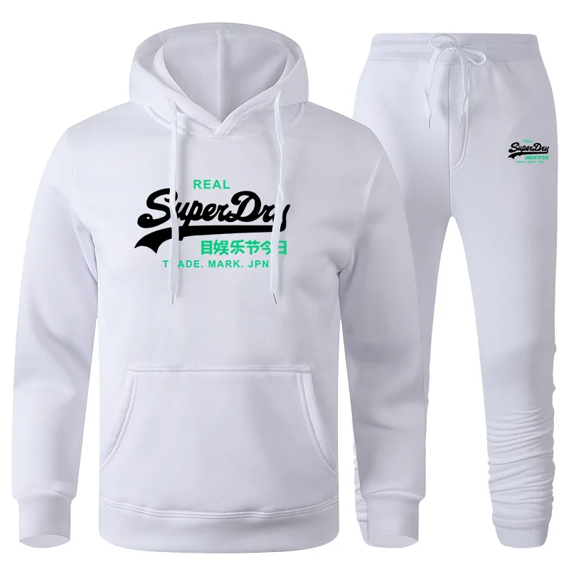Men's solid color hooded sports shirt with high-quality Chinese characters (for entertainment) casual sports hooded jogging suit