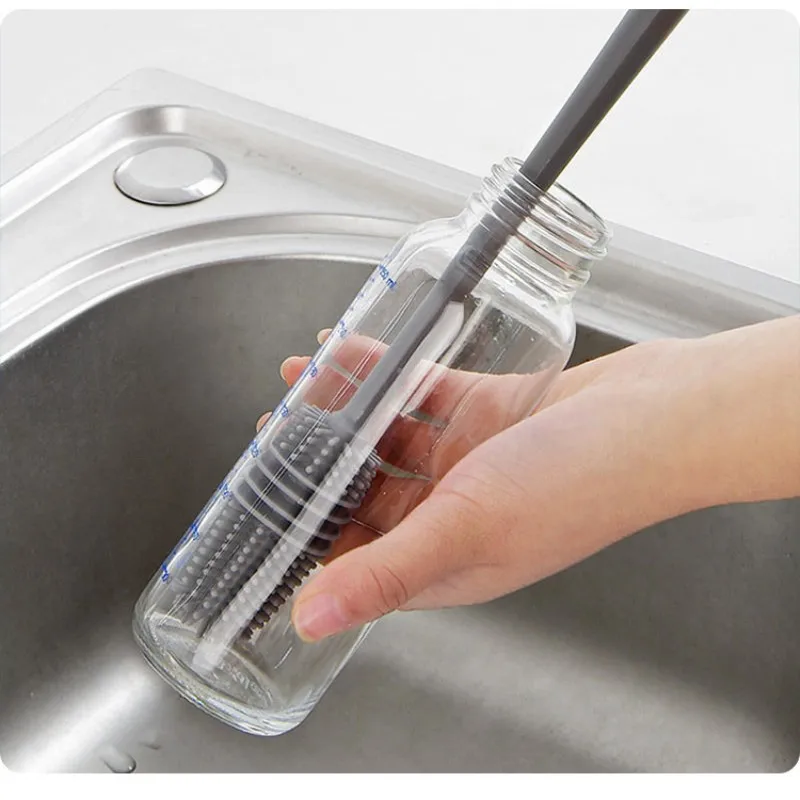Silicone Cup Brush Cup Scrubber Glass Cleaner Kitchen Cleaning Tool Long Handle Drink Wineglass Bottle Glass Cup Cleaning Brush Kitchen