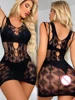 2024 New Fashion Night Club Party Mesh Clothes Fishing Net See Through Hollow Out Short Skirt Female Sexiest Bodycon Dress 5