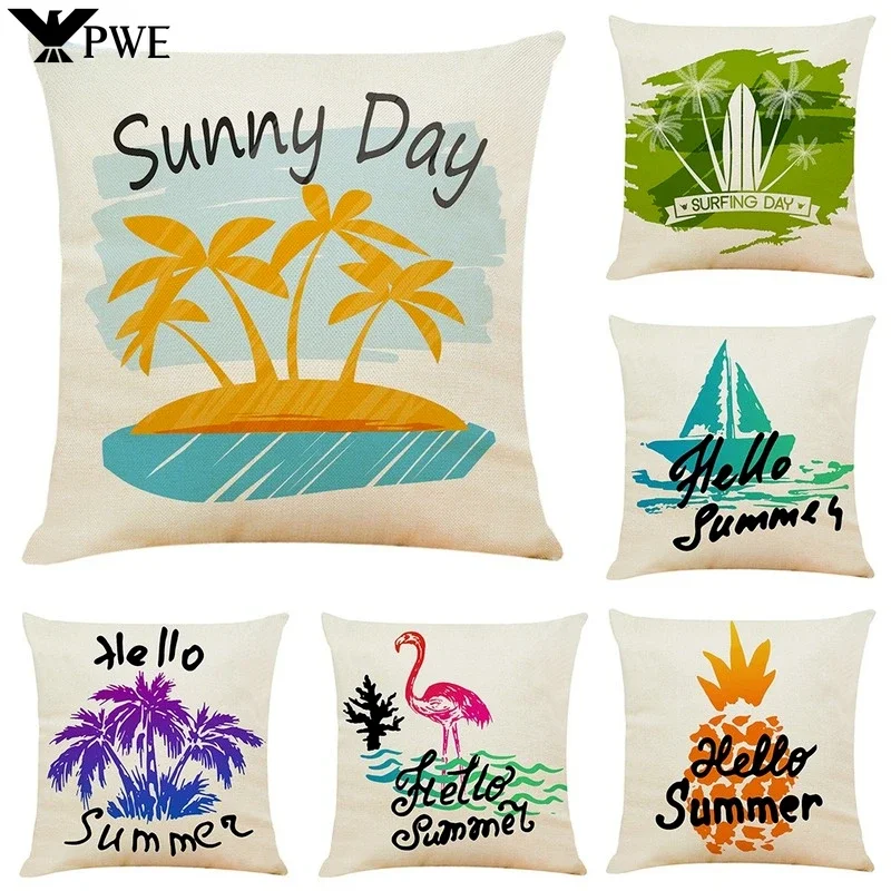

Creative Summer Cotton Linen Pillowcase Car Seat Cushion Cover Office Nap Pillowcase Living Room Bedroom Decoration