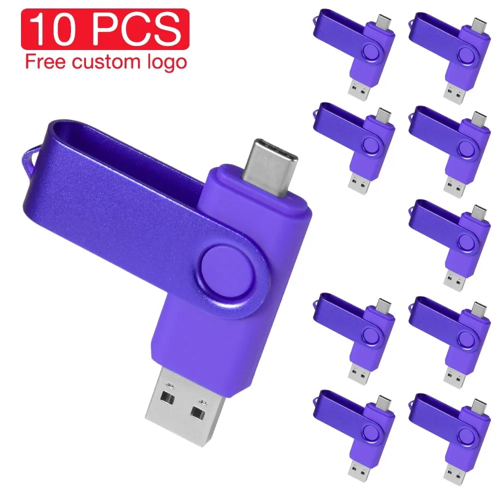 Jaster-otg Unidade Flash Usb Pen Drive Usb Tipo-c Disco u Portátil Logotipo Personalizado Rotativo 16gb 32gb 64gb 128gb 10 Pcs por Lote