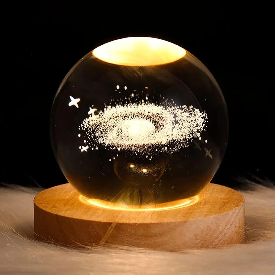 

6cm 3D Crystal ball Crystal Planet Night Light Laser Engraved Solar System Globe Astronomy Birthday Gift Home Desktop Decoration