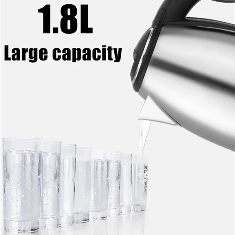 Electric Kettle 1.8L 220V Stainless Steel Base Separation Desion Rust-resistant Durable for Home During Travel