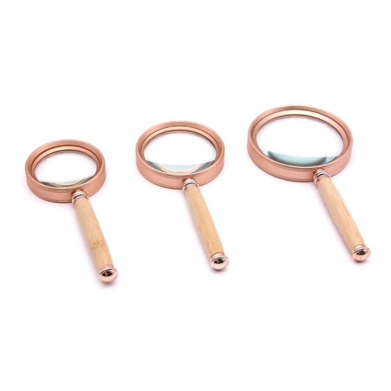 

Y1UD 10X 15X 20X Magnifying Glass Handheld Loupes Magnifier Bamboo Handle Magnifying Lens for Reading Jewelry Coin Inspection