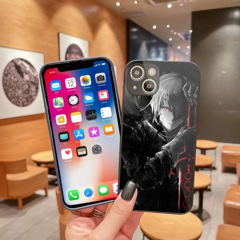 Fate Saber Alter Smart Phone Case Per Iphone 14 13 12 11 Pro Max X Xr Xs 8 7 Plus Cover Per Telefono In Vetro Liquido Funda
