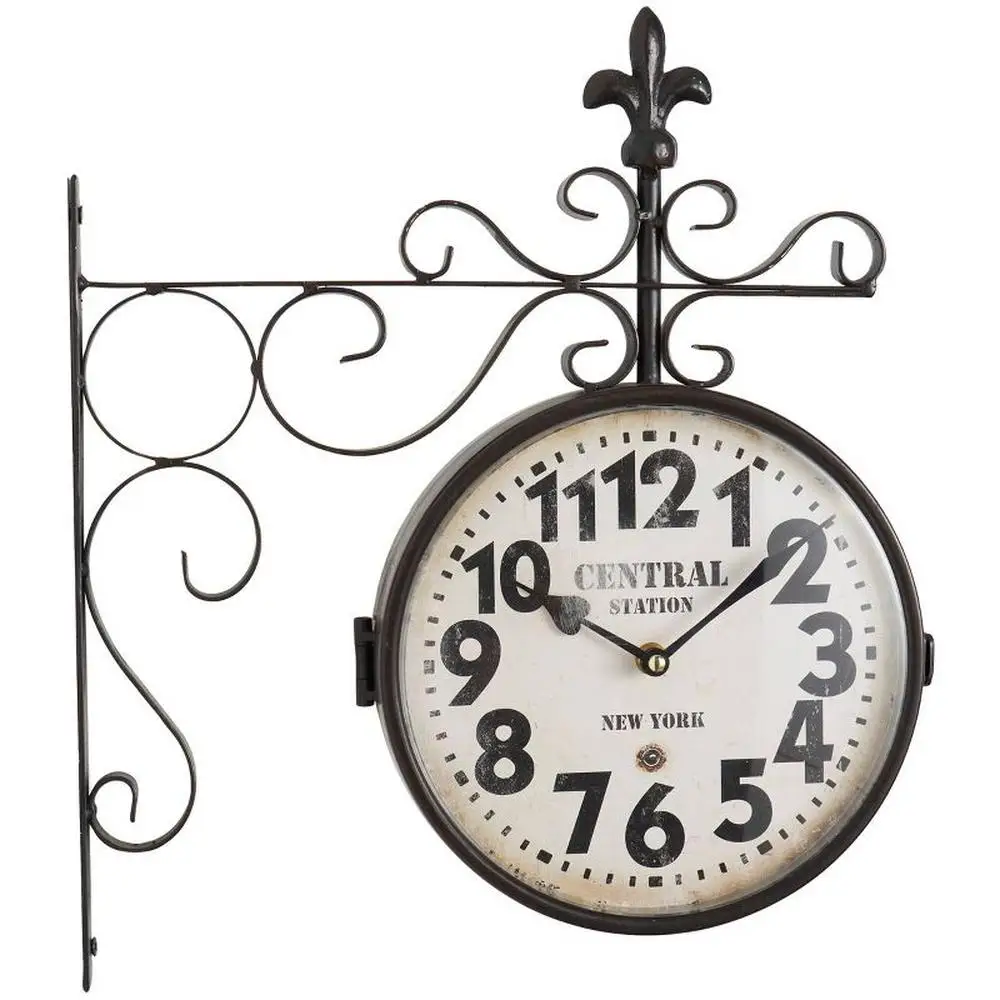 

Металлические настенные часы в винтажном стиле с дизайном в виде прокрутки, черного цвета, 16x15, железное L-образное крепление, подарки цветы, Настенный декор, очаровательное очарование для дома