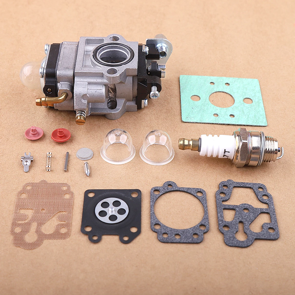 Carburador para desbrozadora con kit de reparación para los modelos MP15,  CG430, CG520, BC430, BC520 de 43 cc y 52 cc, Funciona con gas: :  Jardín