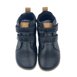 TipsieToes Premium Leather Kids' Ankle Boots - Barefoot Design - 7 (Black)