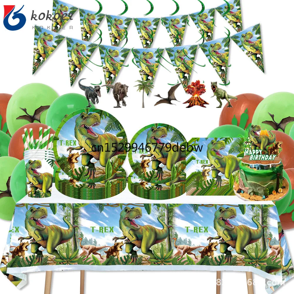 

Jurassic World Dinosaur Theme Disposable Tableware Jungle Safari Dinosaur Napkin Plate Wild Roar Boy Happy Birthday Party Decor