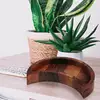 Eid Mubarak Moon Shape Wooden Tray Tableware Dessert Dish Jewelry Plate Crystal Display Holder Ramadan Party Supplies 2