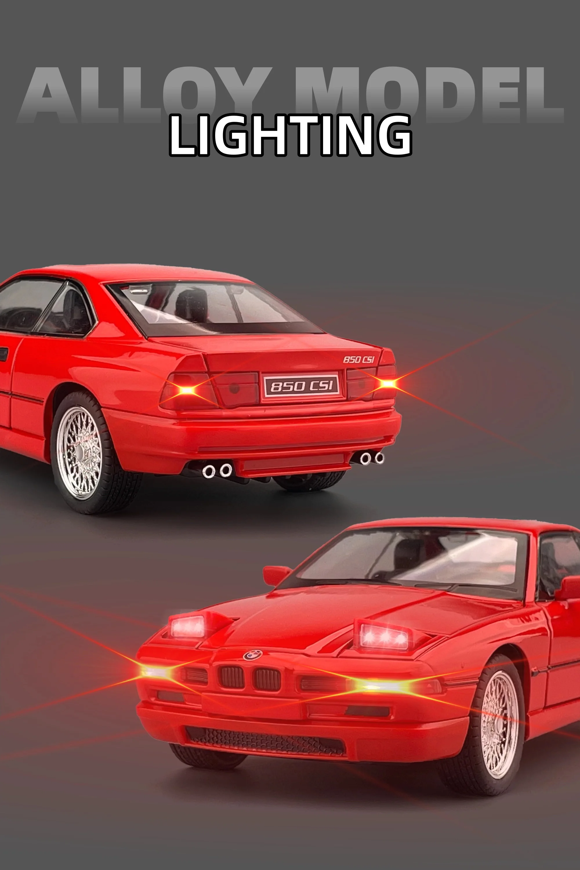 1:24 850 CSI E31 Alloy Diecast Car Model Simulation with Sound