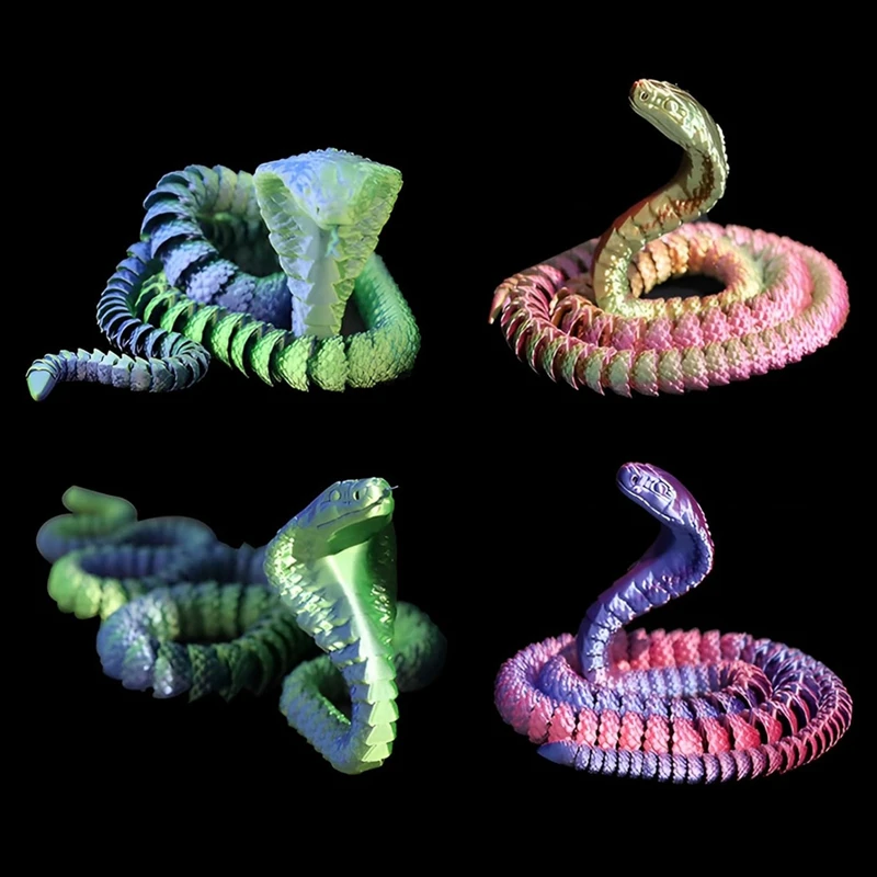 3D Printed Cobra,3D Printed Articulated Cobra, Posable Flexible Cobra Toys 3