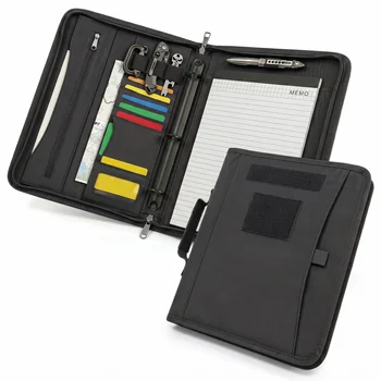 Organizer tattico staccabile a 3 anelli con cerniera, multi-tasca, per documenti A4, ideale per ufficio, scuola e attività all'aperto