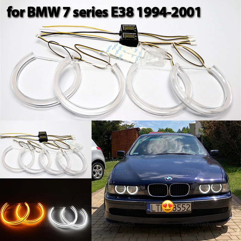 

Halo Ring Angel Eye Turn Signal Horseshoe Shape LED White Yellow for BMW 5 Series E39 Pre-facelift 525i 528i 530i 540i 1997-2000