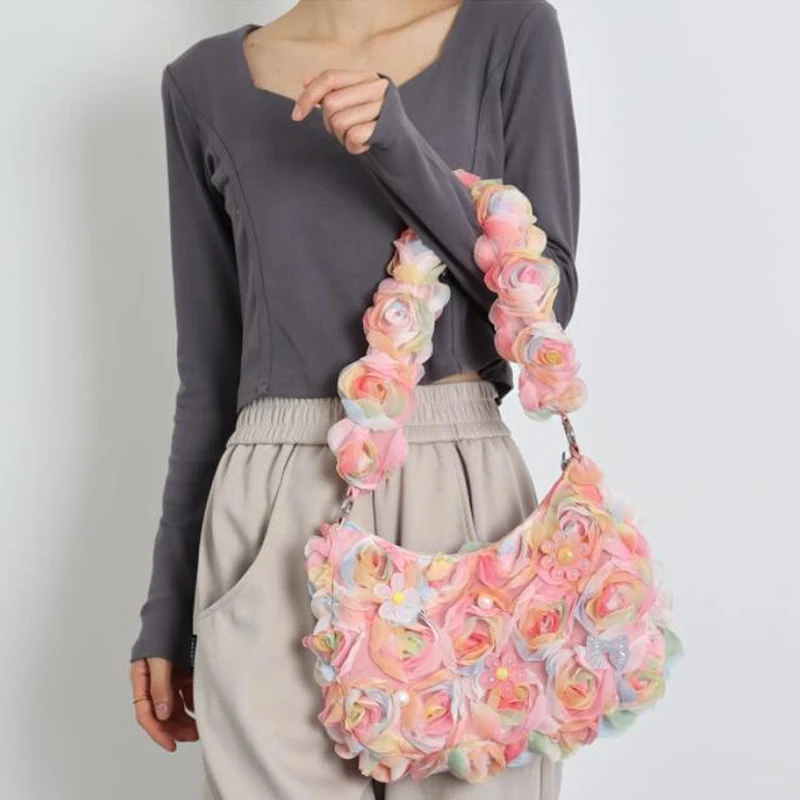 

Sweet Lace Petal Handbag Women's Bag Rose Flower Shoulder Bag Evening Party Bridal Crossbody Bags Bolsa Feminina Bolso Mujer